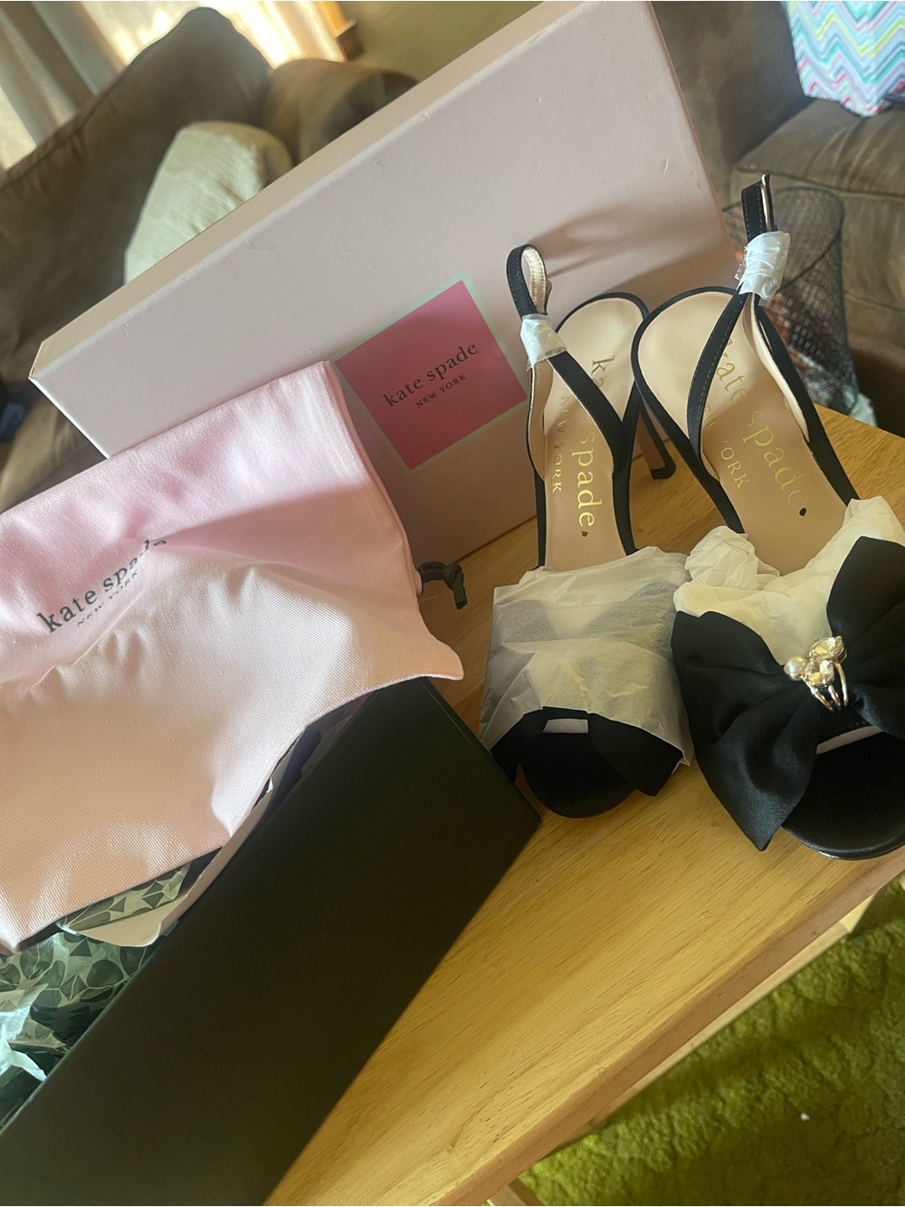 New Kate Spade Happily Black Slingback Pumps Size 8 Dressy Classy Party